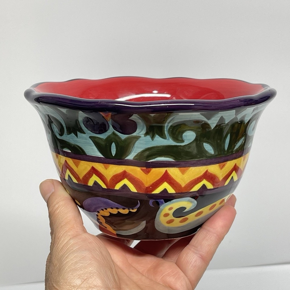 Corsica Esmeralda & Merida Collections Cereal & Fruit Bowls Set Hand Painted - Picture 11 of 13